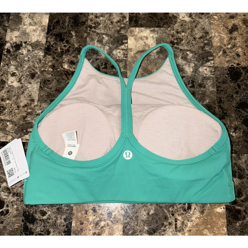 LULULEMON FLOW Y WRAP FRONT HIGH NECK BRA GREEN SIZE 6 NWT